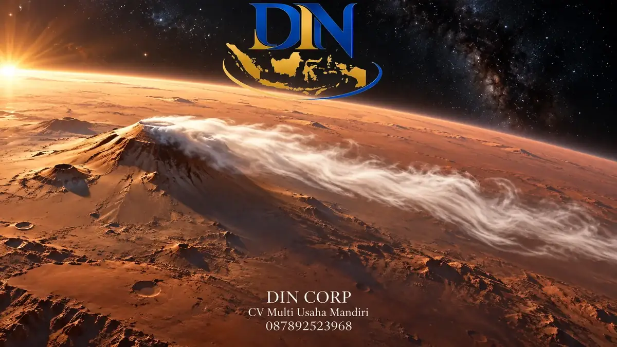Ilustrasi konseptual: Model baru menguji pembentukan awan memanjang Arsia Mons di Mars