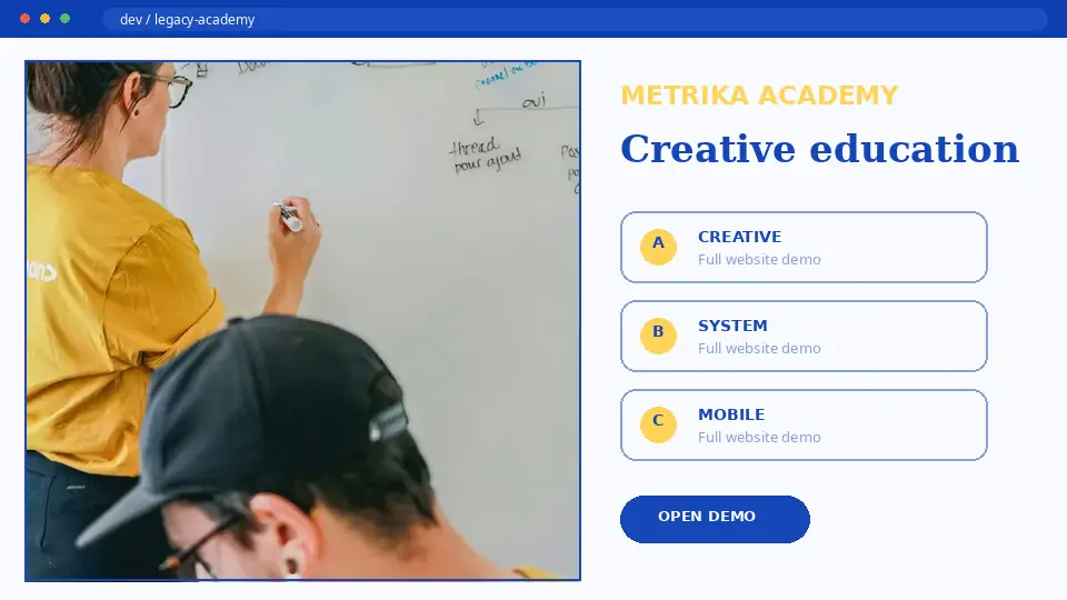 Preview demo website METRIKA ACADEMY