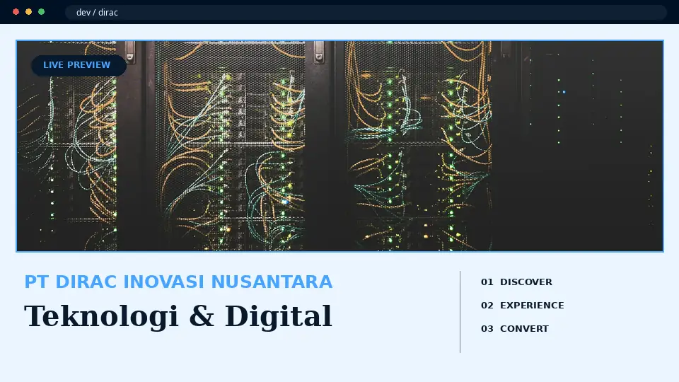 Preview demo website PT DIRAC INOVASI NUSANTARA