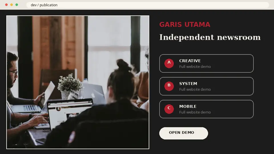 Preview demo website GARIS UTAMA