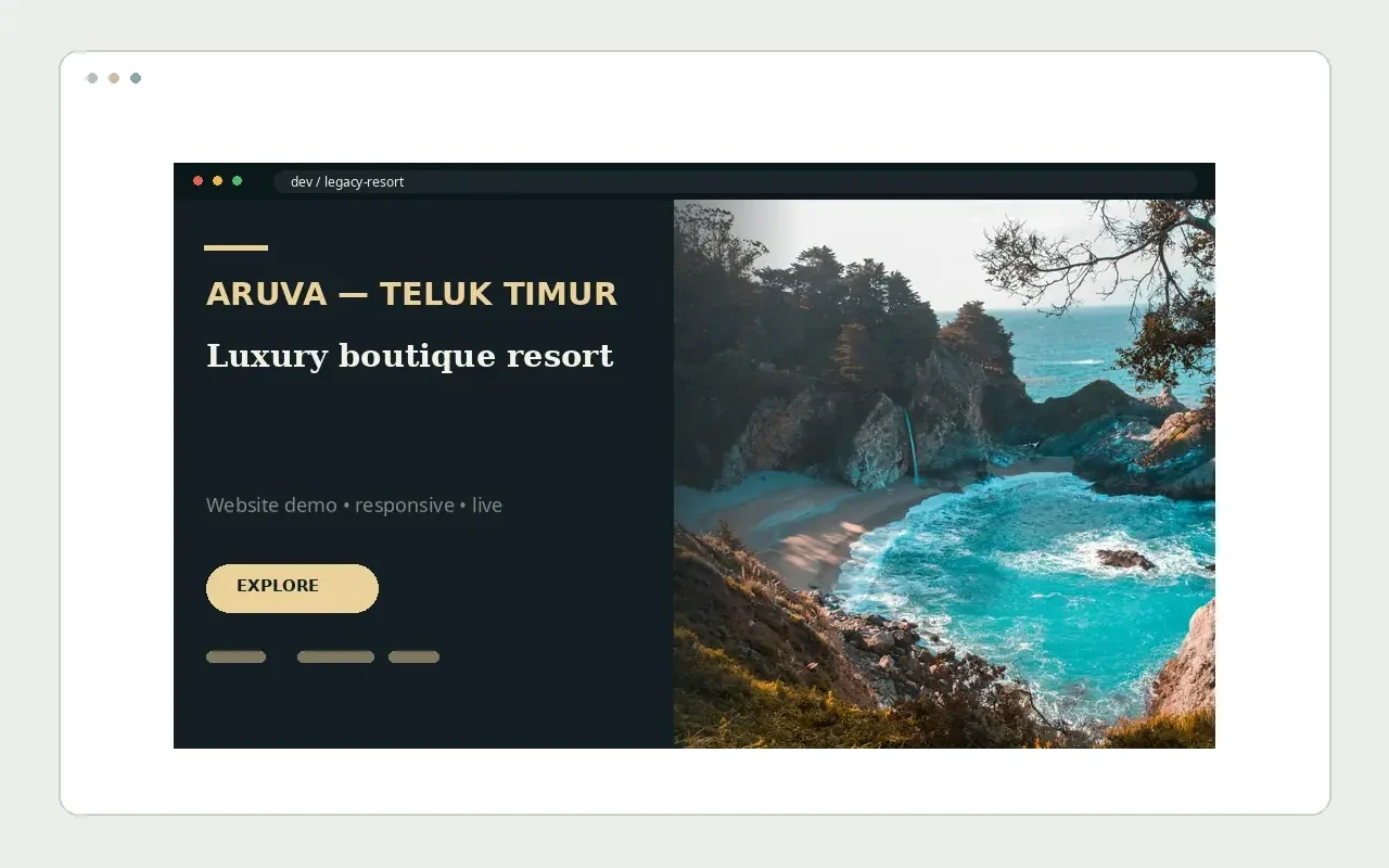 Preview demo website ARUVA — TELUK TIMUR