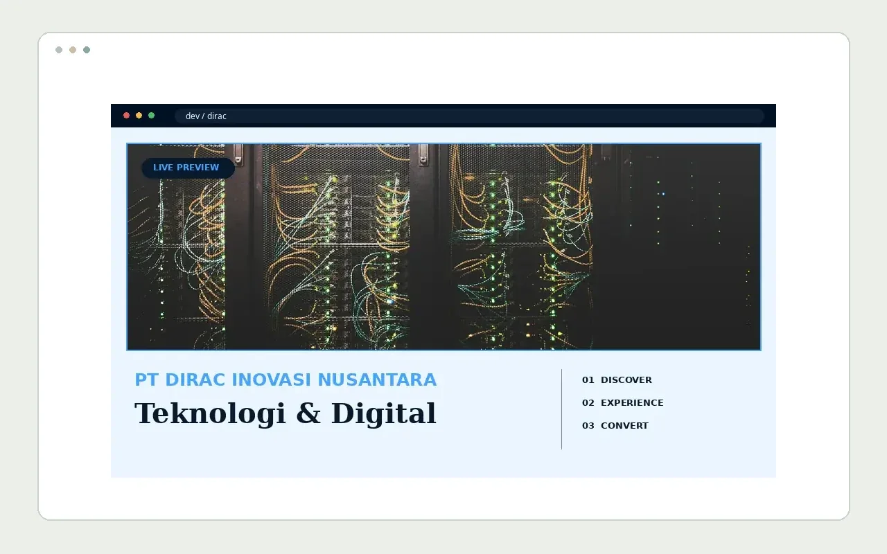 Preview demo website PT DIRAC INOVASI NUSANTARA