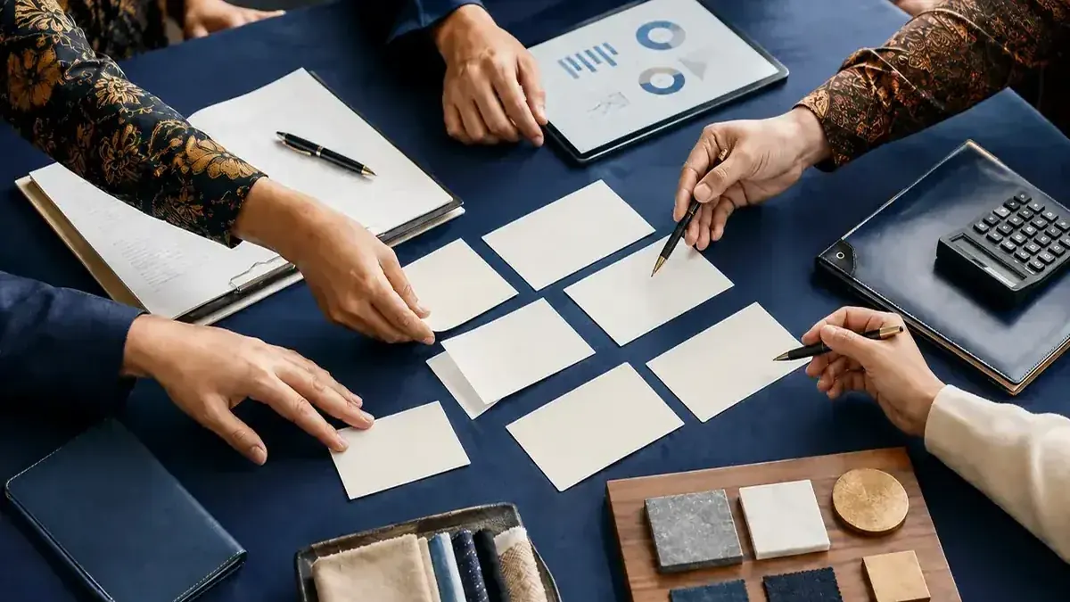 Diskusi dan kolaborasi tim bisnis di meja kerja
